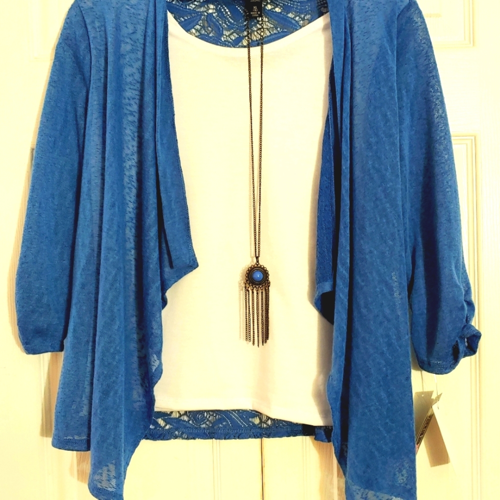 NWT Blouse Blue Lace Alley B Top Small Coordinate Set